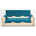 Fashion Throw Quilted Velvet 3 Seater Sofa Cover | Anti-Slip | Machine Washable | Sofa Slipcover | Turquoise with Armrest Covers