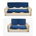 Fashion Throw Quilted Velvet 3 and 2 Seater Sofa Cover | Anti-Slip | Machine Washable | Sofa Slipcover | Navy (3+2)