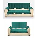 Fashion Throw Quilted Velvet L Shape Seater Sofa Cover | Anti-Slip | Machine Washable | Sofa Slipcover | Teal with Armrest Covers