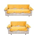 Fashion Throw Sofa Cover 3 Seater Velvet Quilted Anti-Slip Sofa Cover Protector Covers for 3 Seater Sofa Cover for Living Room Sofa Slipcovers (Yellow, 3 Seater)