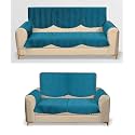 Fashion Throw Quilted Velvet 3 and 2 Seater Sofa Cover | Anti-Slip | Machine Washable | Sofa Slipcover | Turquoise with Armrest Covers