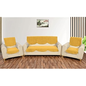 fashion throw quilted velvet 5 seater sofa cover  anti-slip  machine washable  sofa slipcover  yellow 5 seater