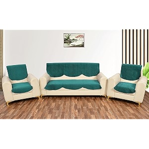 fashion throw quilted velvet 5 seater sofa cover  anti-slip  machine washable  sofa slipcover  teal 5 seater