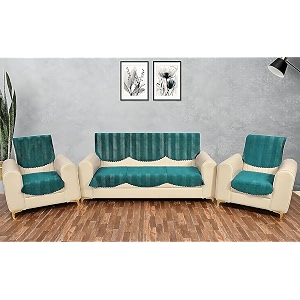 fashion throw quilted velvet 5 seater sofa cover  anti-slip  machine washable  sofa slipcover  teal 5 seater