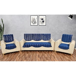fashion throw quilted velvet 5 seater sofa cover  anti-slip  machine washable  sofa slipcover  navy 5 seater