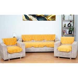 fashion throw sofa cover 5 seater velvet quilted anti-slip sofa cover protector covers for 5 seater velvet sofa cover for living room sofa slipcovers furniture cover yellow 5 seater