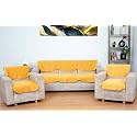Fashion Throw Sofa Cover 5 Seater Velvet Quilted Anti-Slip Sofa Cover Protector Covers for 5 Seater Velvet, Sofa Cover for Living Room, Sofa Slipcovers, Furniture Cover (Yellow, 5 Seater)