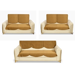 fashion throw quilted velvet 7 seater sofa cover  anti-slip  machine washable  sofa slipcover  golden 7 seater