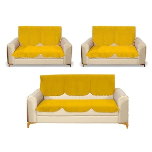 fashion throw quilted velvet 7 seater sofa cover  anti-slip  machine washable  sofa slipcover  yellow 7 seater