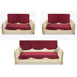 fashion throw quilted velvet 7 seater sofa cover  anti-slip  machine washable  sofa slipcover  pink 7 seater
