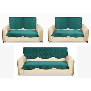 fashion throw quilted velvet 7 seater sofa cover  anti-slip  machine washable  sofa slipcover  teal 7 seater
