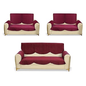 fashion throw quilted velvet 7 seater sofa cover  anti-slip  machine washable  sofa slipcover  pink with armrest covers