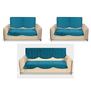 fashion throw quilted velvet 7 seater sofa cover  anti-slip  machine washable  sofa slipcover  turquoise 7 seater