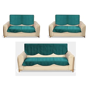 fashion throw quilted velvet 7 seater sofa cover  anti-slip  machine washable  sofa slipcover  teal 7 seater