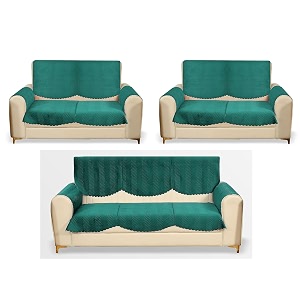 fashion throw quilted velvet 7 seater sofa cover  anti-slip  machine washable  sofa slipcover  teal with armrest covers