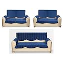 Fashion Throw Quilted Velvet 7 Seater Sofa Cover | Anti-Slip | Machine Washable | Sofa Slipcover | Navy with Armrest Covers