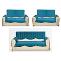 Fashion Throw Quilted Velvet 7 Seater Sofa Cover | Anti-Slip | Machine Washable | Sofa Slipcover | Turquoise with Armrest Covers