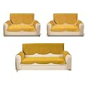 Fashion Throw Quilted Velvet 7 Seater Sofa Cover | Anti-Slip | Machine Washable | Sofa Slipcover | Yellow with Armrest Covers