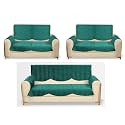 Fashion Throw Quilted Velvet 7 Seater Sofa Cover | Anti-Slip | Machine Washable | Sofa Slipcover | Teal with Armrest Covers