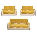Fashion Throw Quilted Velvet 7 Seater Sofa Cover | Anti-Slip | Machine Washable | Sofa Slipcover | Yellow with Armrest Covers