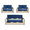 Fashion Throw Quilted Velvet 7 Seater Sofa Cover | Anti-Slip | Machine Washable | Sofa Slipcover | Navy with Armrest Covers
