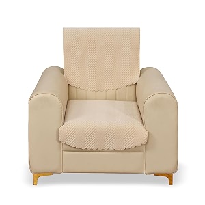 fashion throw quilted velvet 1 seater sofa cover  anti-slip  machine washable  sofa slipcover  beige 1 seater