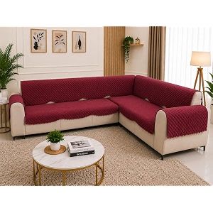 fashion throw quilted velvet l shape seater sofa cover  anti-slip  machine washable  sofa slipcover  pink l-shape