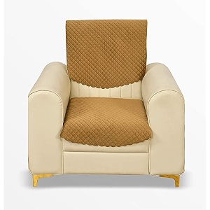 fashion throw quilted velvet 1 seater sofa cover  anti-slip  machine washable  sofa slipcover  golden 1 seater