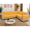 Fashion Throw Quilted Velvet L Shape Seater Sofa Cover | Anti-Slip | Machine Washable | Sofa Slipcover | Yellow (L-Shape)