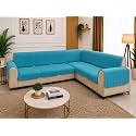 Fashion Throw Quilted Velvet L Shape Seater Sofa Cover | Anti-Slip | Machine Washable | Sofa Slipcover | Turquoise (L-Shape)