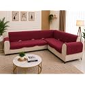 Fashion Throw Quilted Velvet L Shape Seater Sofa Cover | Anti-Slip | Machine Washable | Sofa Slipcover | Pink (L-Shape)