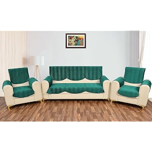 fashion throw quilted velvet 5 seater sofa cover  anti-slip  machine washable  sofa slipcover  teal with armrest covers
