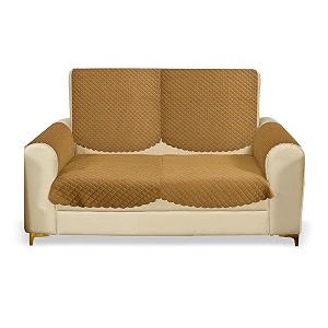 fashion throw quilted velvet 2 seater sofa cover  anti-slip  machine washable  sofa slipcover  golden with armrest covers