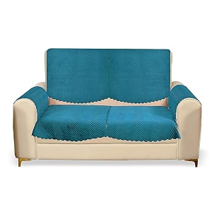 fashion throw quilted velvet 2 seater sofa cover  anti-slip  machine washable  sofa slipcover  turquoise with armrest covers
