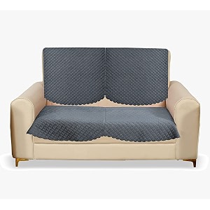 fashion throw quilted velvet 2 seater sofa cover  anti-slip  machine washable  sofa slipcover  dark grey 2 seater