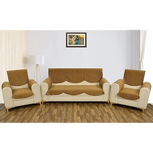 fashion throw quilted velvet 5 seater sofa cover  anti-slip  machine washable  sofa slipcover  golden with armrest covers