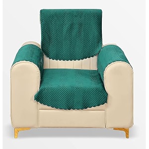 fashion throw quilted velvet 1 seater sofa cover  anti-slip  machine washable  sofa slipcover  teal with armrest covers