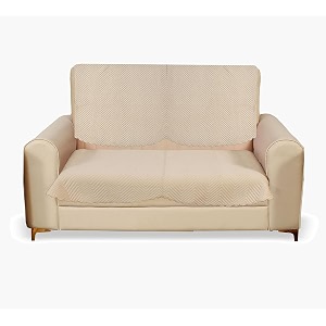 fashion throw quilted velvet 2 seater sofa cover  anti-slip  machine washable  sofa slipcover  beige 2 seater