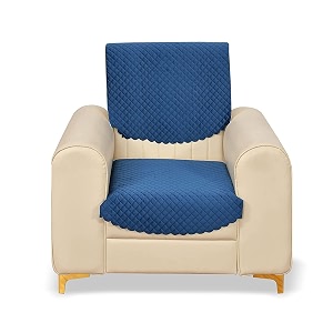 fashion throw quilted velvet 1 seater sofa cover  anti-slip  machine washable  sofa slipcover  navy 1 seater