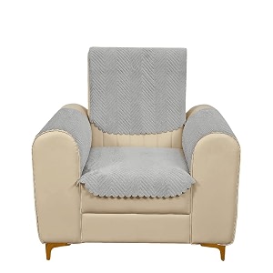 fashion throw quilted velvet 2 seater sofa cover  anti-slip  machine washable  sofa slipcover  light grey 2 seater