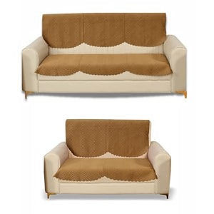 fashion throw quilted velvet 1 seater sofa cover  anti-slip  machine washable  sofa slipcover  beige 1 seater