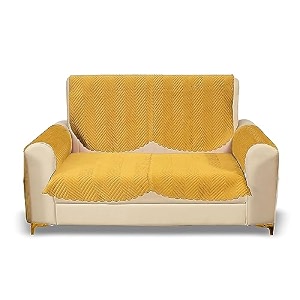 fashion throw quilted velvet 1 seater sofa cover  anti-slip  machine washable  sofa slipcover  yellow 1 seater