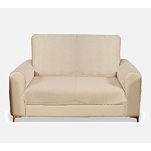 fashion throw quilted velvet 1 seater sofa cover  anti-slip  machine washable  sofa slipcover  beige 1 seater