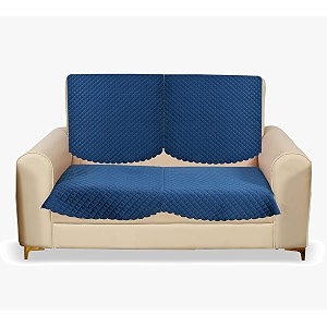 fashion throw quilted velvet 2 seater sofa cover  anti-slip  machine washable  sofa slipcover  navy 2 seater