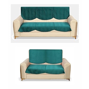 fashion throw quilted velvet 3 and 2 seater sofa cover  anti-slip  machine washable  sofa slipcover  teal 32