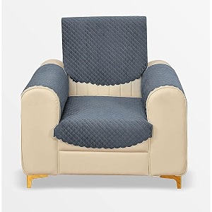 fashion throw quilted velvet 1 seater sofa cover  anti-slip  machine washable  sofa slipcover  dark grey with armrest covers