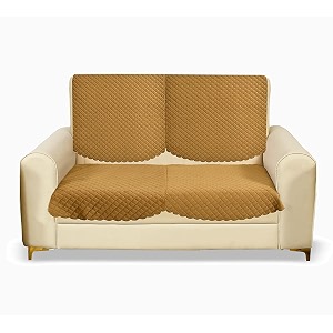 fashion throw quilted velvet 2 seater sofa cover  anti-slip  machine washable  sofa slipcover  golden 2 seater