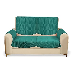 fashion throw quilted velvet 2 seater sofa cover  anti-slip  machine washable  sofa slipcover  teal with armrest covers