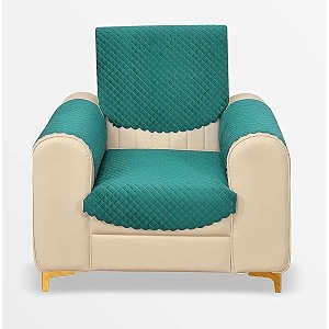 fashion throw quilted velvet 1 seater sofa cover  anti-slip  machine washable  sofa slipcover  teal with armrest covers
