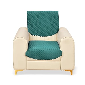 fashion throw quilted velvet 1 seater sofa cover  anti-slip  machine washable  sofa slipcover  teal 1 seater